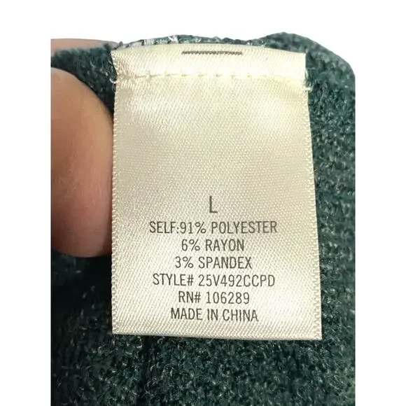 Francescas Harper Heritage Green Sweater Dress L Surplice Open Back Bow Boho NWT - Picture 9 of 10